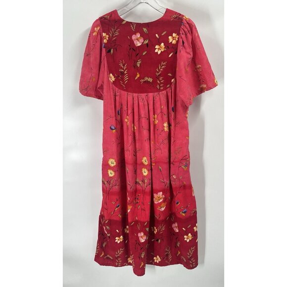 Fundamentals Made In India Floral Maxi Dress Short Sleeve Sz Small Boho Artsy - Picture 5 of 5